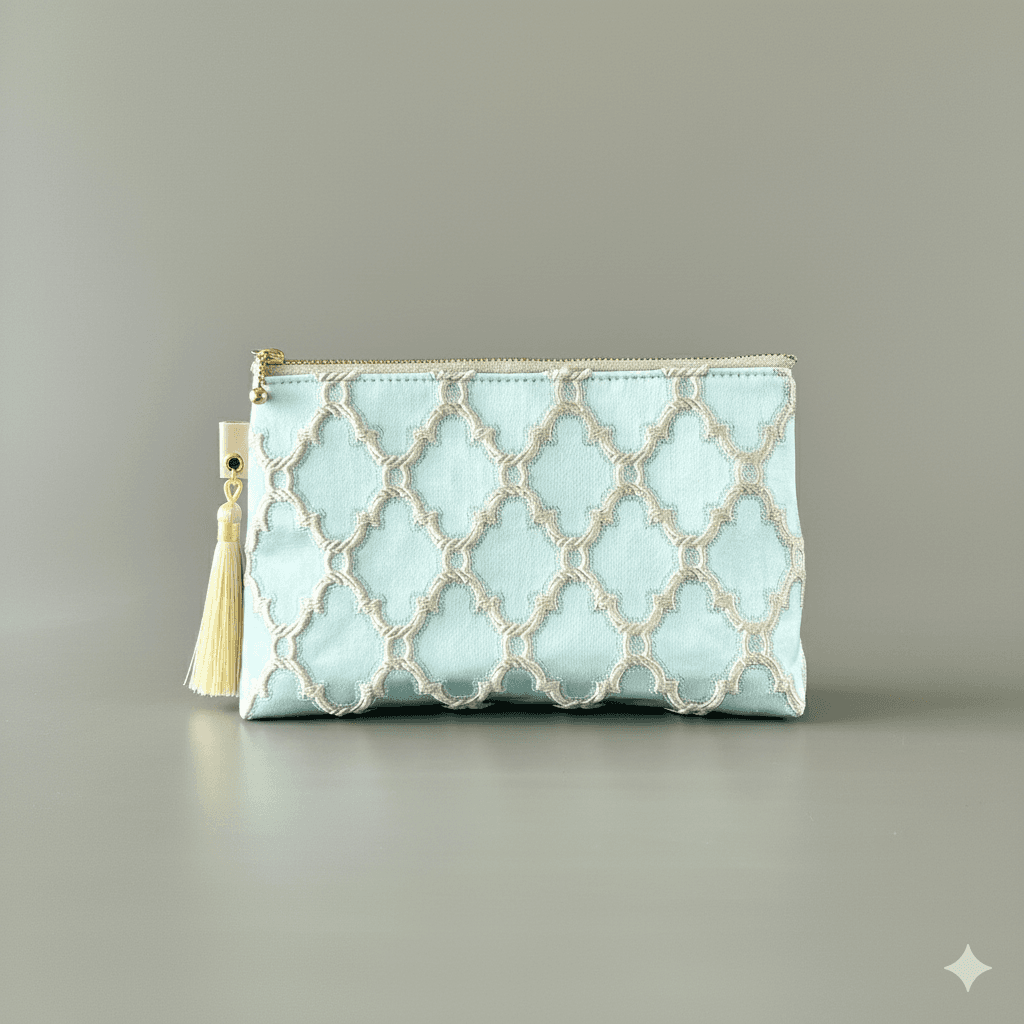 （受注制作）モロッカン生地のタッセル付きポーチ　シレーヌ♦ ギフトにおすすめ♦