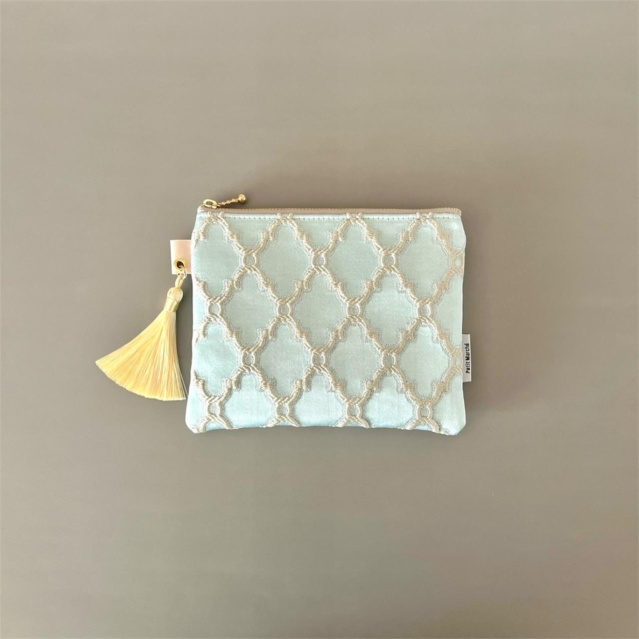 （受注制作）モロッカン生地のタッセル付きポーチ　シレーヌ　ミニ♦ ギフトにおすすめ♦