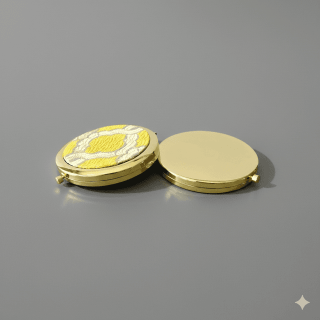 （受注制作）モロッカン生地のコンパクトミラー♦アイラ♦イエロー♦ゴールド♦拡大鏡 * ギフトにおすすめ * | 5枚目