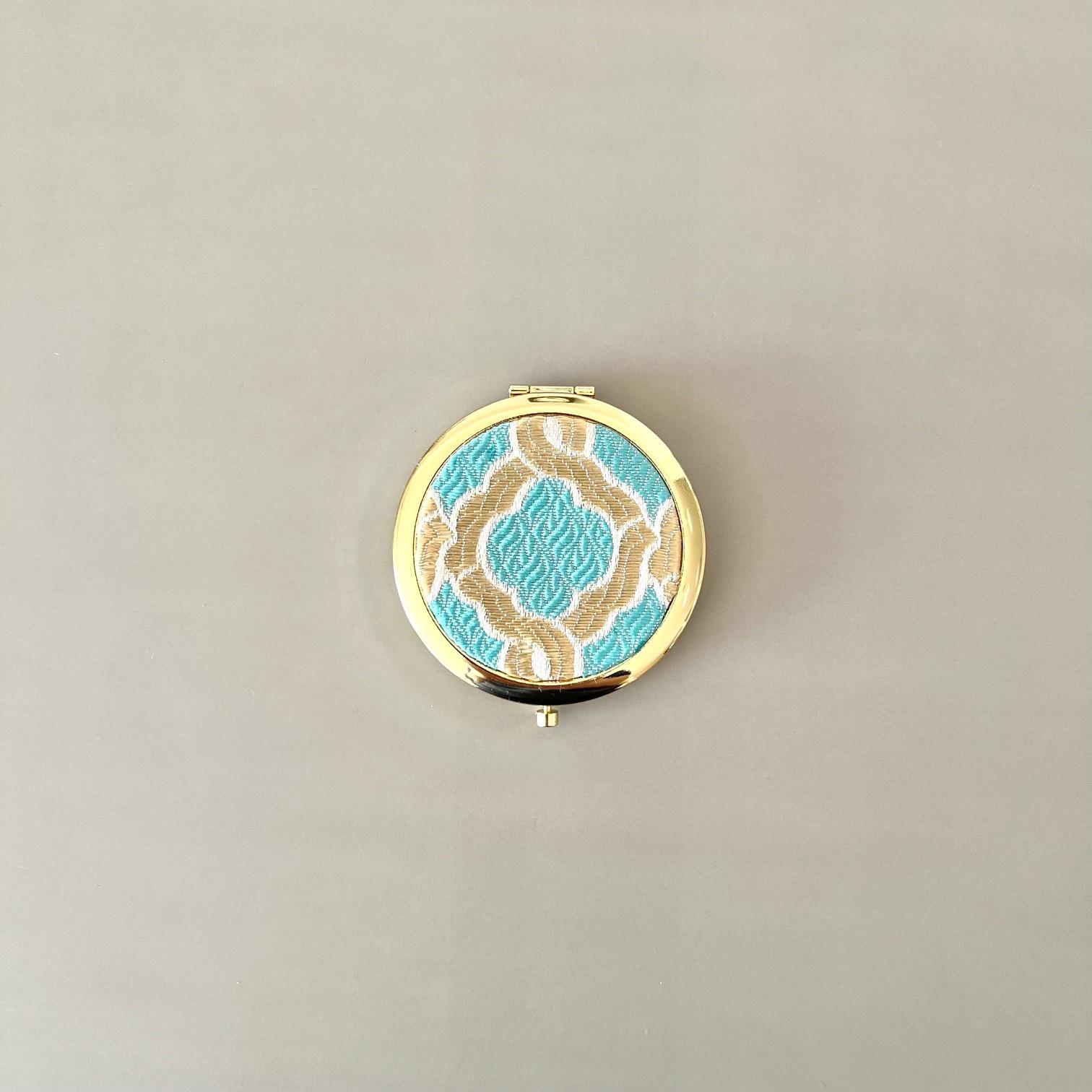 (受注制作)モロッカン生地のコンパクトミラー♦アイラ♦ターコイズ♦ゴールド♦拡大鏡 * ギフトにおすすめ * | 3枚目