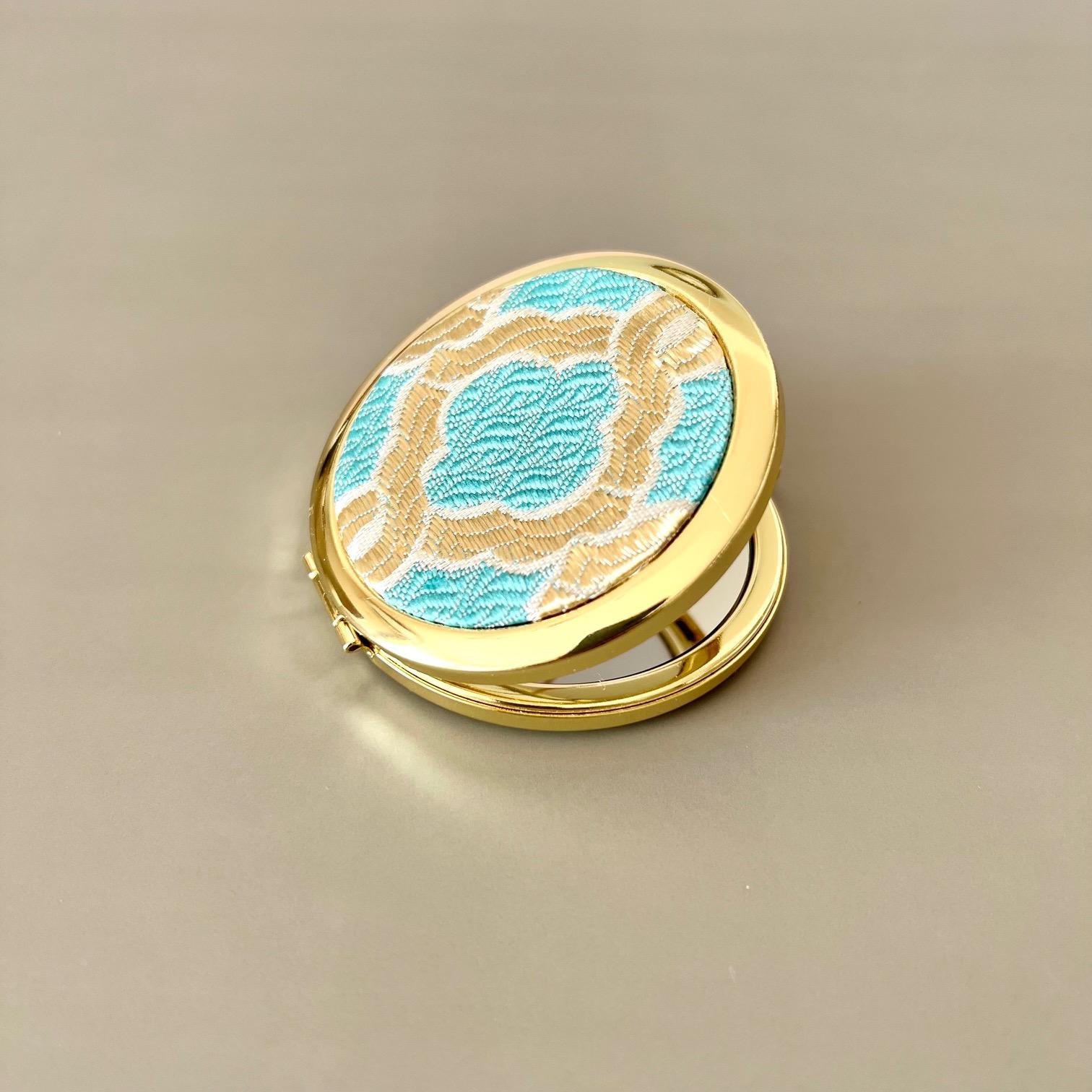 (受注制作)モロッカン生地のコンパクトミラー♦アイラ♦ターコイズ♦ゴールド♦拡大鏡 * ギフトにおすすめ * | 4枚目