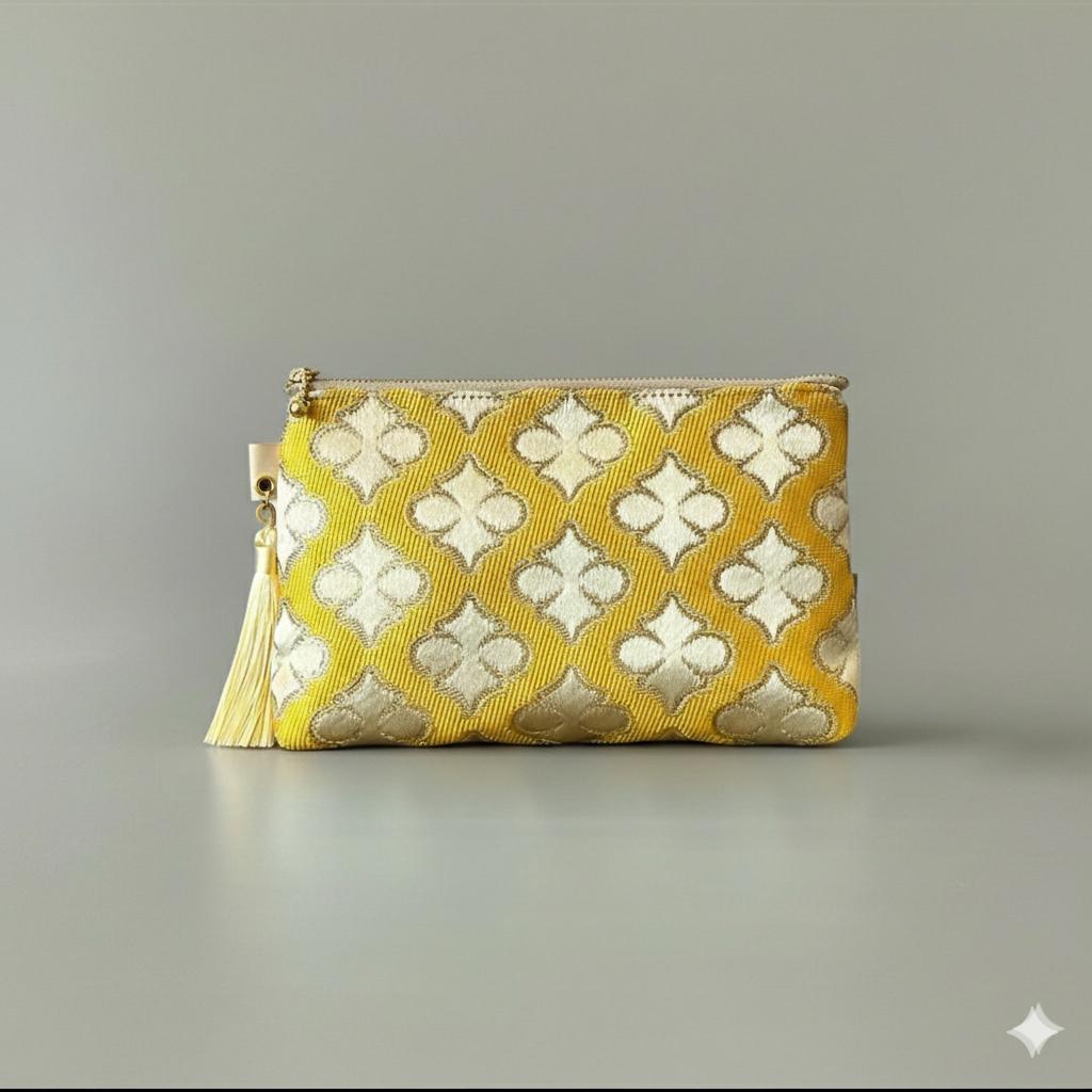 (受注制作)モロッカン生地のタッセル付きポーチ レイヨン ♦ギフトにおすすめ♦ | 2枚目