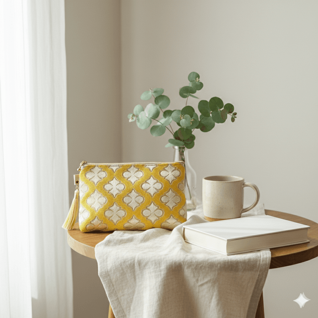 (受注制作)モロッカン生地のタッセル付きポーチ レイヨン ♦ギフトにおすすめ♦ | 9枚目