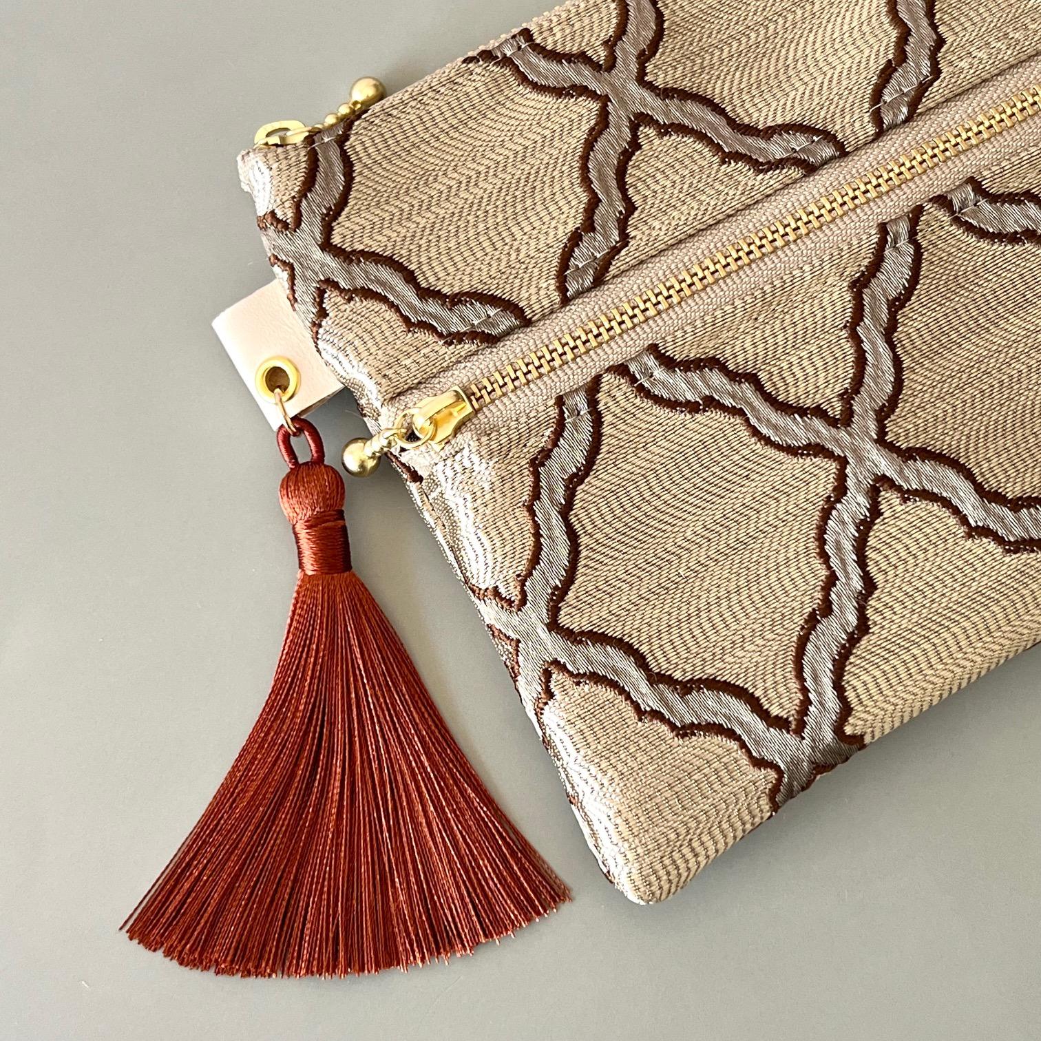 (受注制作)モロッカン生地のトリプルジップポーチ♦ヌール(3ポケット・仕分けポーチ)ギフトにおすすめ | 4枚目